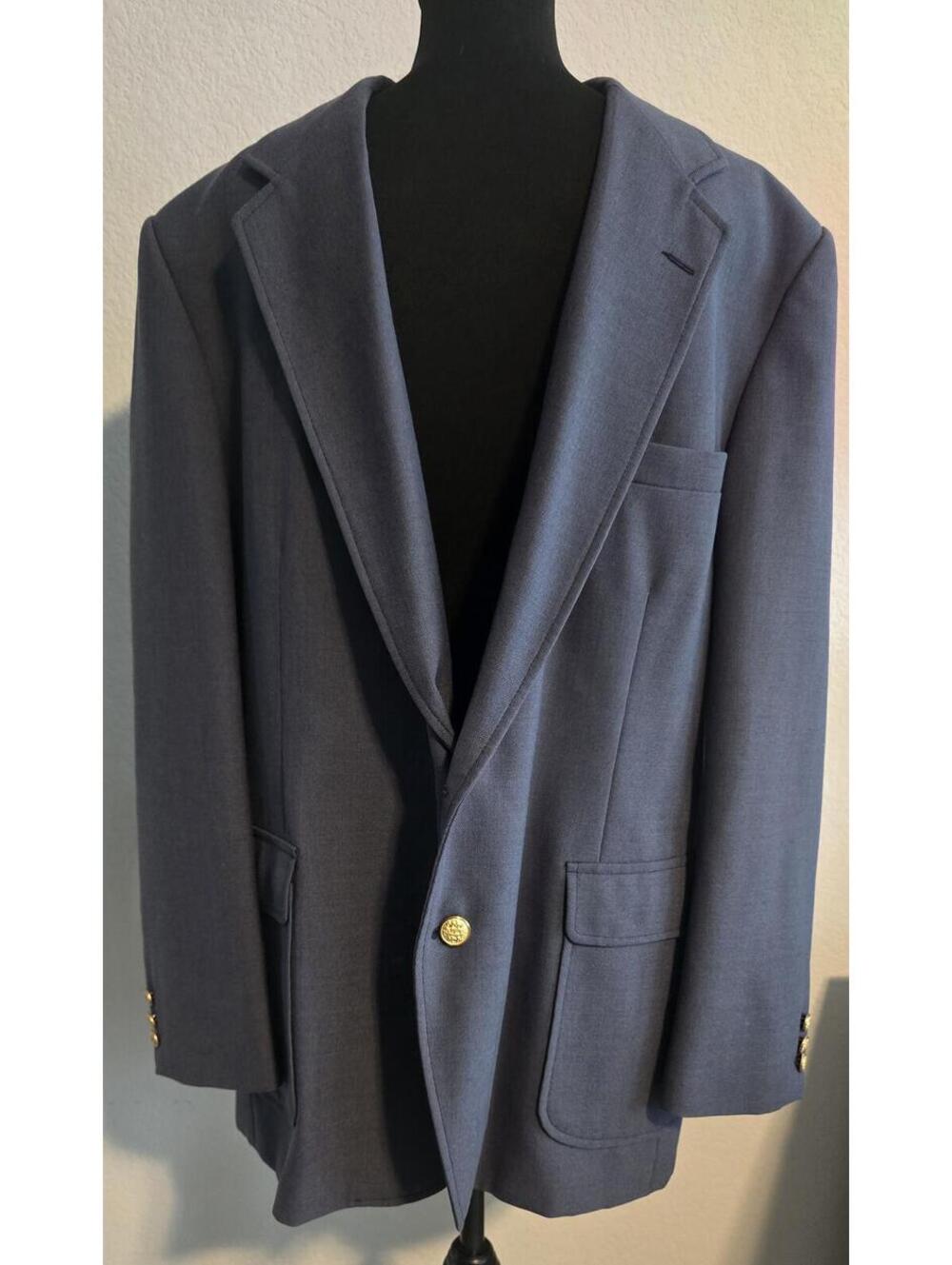 Men's Navy Blue Blazer with Gold Buttons